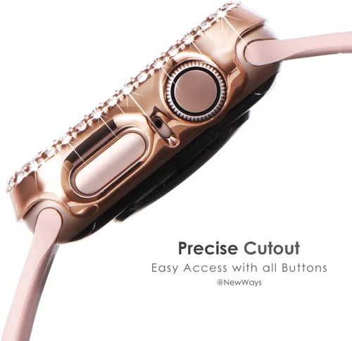 Miniatura 4 de Carcasa NewWays Bling Cases para Apple Watch de 1.5 pulgadas, 1.56 pulgadas, 1.65 pulgadas, 1.73 pulgadas, Negro/Rosa/Oro Rosa/Plata/Transparente