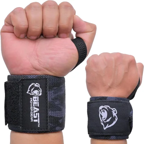 Miniatura 6 de Beast Power Gear Muñequeras para levantamiento de pesas de 18 pulgadas, soporte de muñeca de alta calidad para culturismo, resistente, lazo