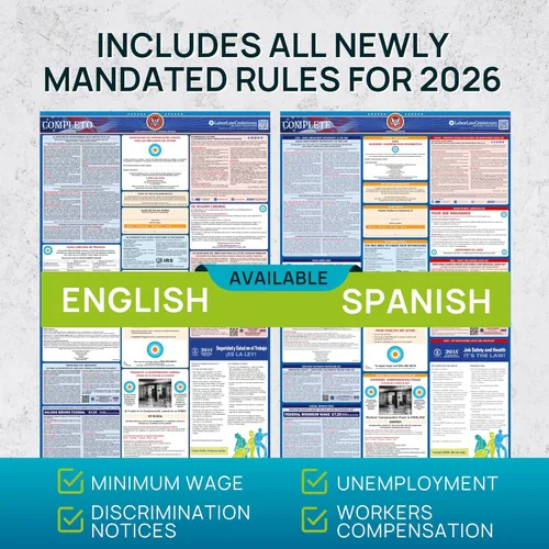 Miniatura 9 de Póster de ley laboral de Nueva York 2025, estatal, federal, cumple con la OSHA, publicación requerida en el lugar de trabajo para empleados, póster