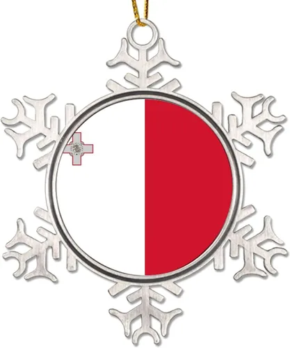 Adornos de Navidad de metal con copo de nieve de Malta, recuerdo patriótico, regalo de recuerdo de país, adornos para árbol de Navidad, bandera