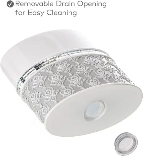 Miniatura 3 de Creative Scents Juego completo de accesorios de baño de damasco de espejo, juego de baño decorativo de 4 piezas blanco y gris incluye: dispensador