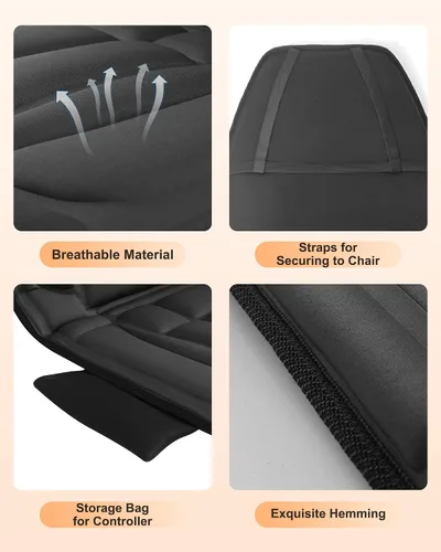 Miniatura 7 de Snailax - Masajeador de espalda con calor, cojín de masaje para silla con 10 motores, almohadilla de masaje para silla para uso en el hogar
