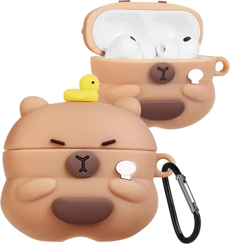 Joyleop Funda para Airpods Pro 3 – Linda funda divertida para mujeres, niñas y niños 3D Kawaii Capybara Oso Diseño de dibujos animados Funda