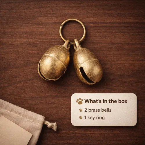 Miniatura 9 de kcrygogo Campana de latón para perros medianos/grandes, campanas fuertes y claras para collar o mordedura de timbre (4 unidades), Cobre Latón