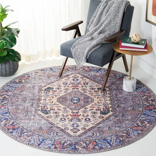 Miniatura 11 de SAFAVIEH Tucson Collection - Alfombra lavable de 2 pies 6 pulgadas x 8 pies, beige y gris, antideslizante, ideal para zonas de alto tráfico en sala