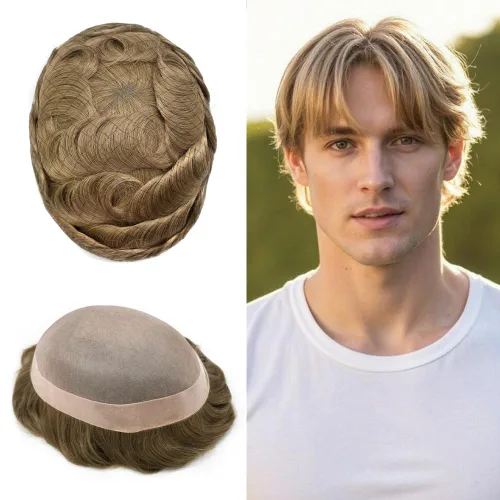 Miniatura 66 de Mens Toupee Hair Piece For Men Fine Mono Men Hair System Toupee For Men Hair Piece Real Human Hair System For Men Protesis Capilar Para Hombre 6x9
