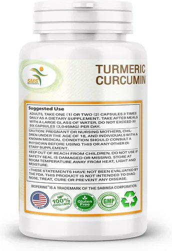 Miniatura 9 de Curcumina de cúrcuma de 1000 mg, sin rellenos, 95% curcuminoides con extracto de pimienta negra BioPerine, apoyo inmunológico natural, fabricado