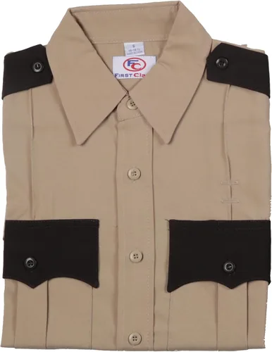 Miniatura 6 de First Class camisa para uniforme en dos tonos, 100% poliéster, mangas cortas, para hombre.