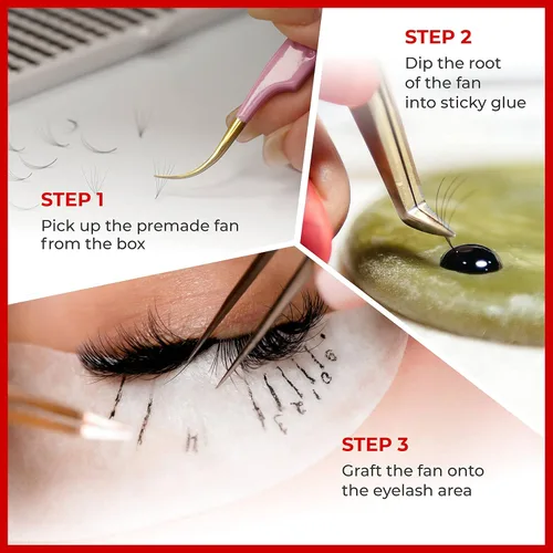 Miniatura 5 de THE LASH SUPPLY 120 abanicos, extensiones de pestañas prefabricadas 5D, rizo C/D, longitud de 0.315-0.591 in, grosor de 0.07, 12 líneas, extensiones