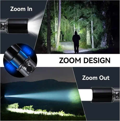 Miniatura 4 de VAVOFO Linterna LED, cuerpo de aluminio, linterna LED EDC púrpura - USB-C recargable, impermeable, enfoque de zoom, 3 modos, estroboscópico