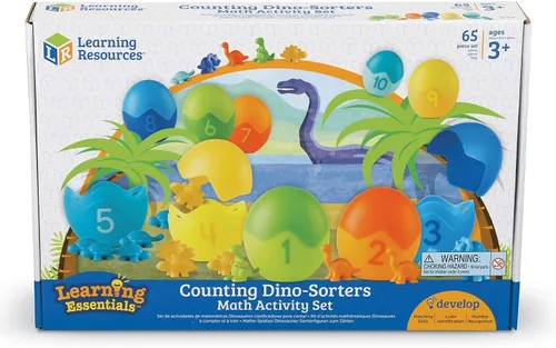 Miniatura 5 de Learning Resources Juego de clasificación de dinosaurios con contadores matemáticos, juguete de clasificación de dinosaurios, 65 piezas, a partir