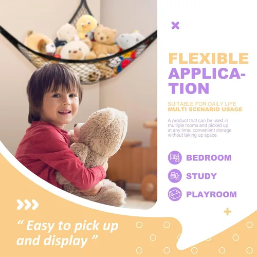 Miniatura 7 de Lazebox Hamaca de red para animales de peluche para juguetes de peluche, hamaca de animales de peluche de esquina para decoración de habitación