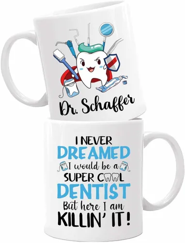 Miniatura 8 de Taza de café blanca personalizada para dentista ortodoncista de 11 onzas, 15 onzas, un dentista verdaderamente genial es difícil de encontrar