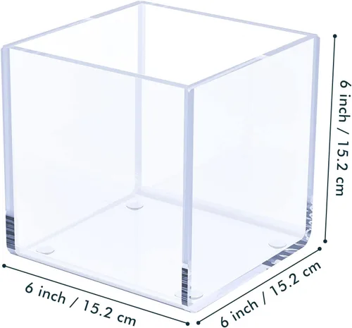 Miniatura 2 de Kamehame Jarrón de acrílico transparente, jarrón de 6 x 6 x 6 pulgadas de ancho para centros de mesa, macetas para suculentas, jarrones de flores