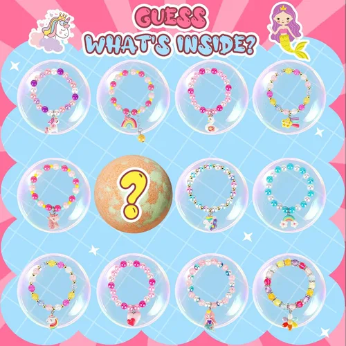 Miniatura 5 de Bombas de baño de unicornio para niños y niñas con pulsera en el interior, rellenos de cesta de Pascua de sanyi juguetes de baño de burbujas