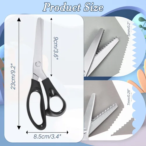 Miniatura 2 de Amylove Tijeras de entintar para cortar tela festoneadas de 0.197 pulgadas, tijeras dentadas de fieltro de 0.197 pulgadas para manualidades, corte