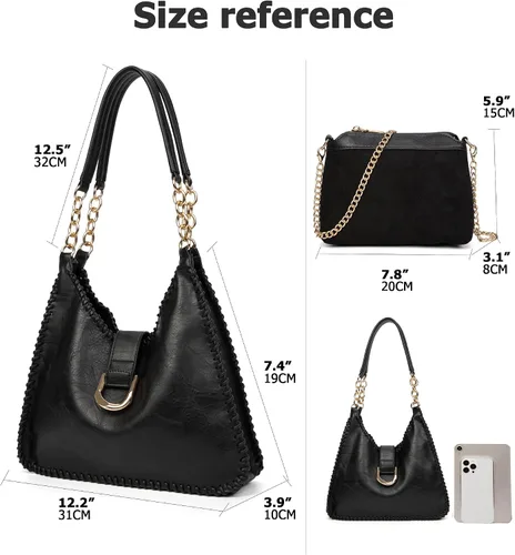 Miniatura 2 de Sweetovo Bolsas de mano para mujer, juego de bolsos vintage, de cuero vegano, bolsa mediana y bolso cruzado para viajes