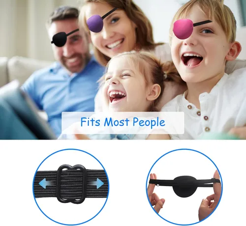 Miniatura 4 de 6 piezas de parches oculares, parches oculares ajustables suaves para adultos y niños, parche ocular médico para ambliopía y ojo vago, para ojos