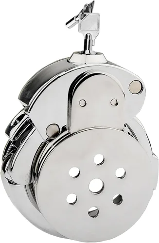 Miniatura 5 de Jaula de castidad masculina, dispositivo de castidad con botón de castidad, jaula de metal para pene pequeño, juguete sexual para adultos con anillo