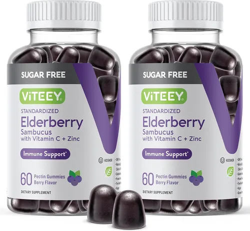 Miniatura 7 de VITEEY Sambucus - Gomitas de saúco para adultos y adolescentes + zinc y vitamina C, sin azúcar, suplemento de hierbas para apoyo inmunológico