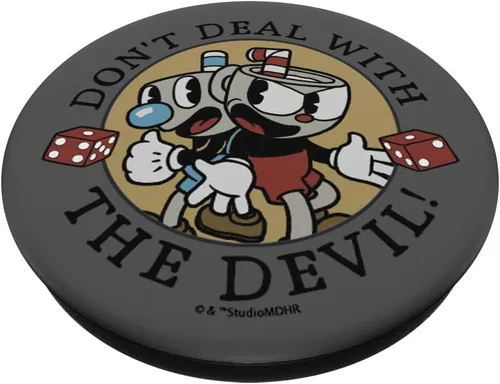 Miniatura 2 de Cuphead and Mugman Don't Deal With The Devil Dicey - PopSockets Grip and Stand for Phones and Tablets, Negro