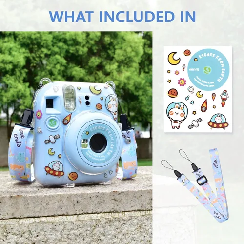 Miniatura 7 de Funda rígida transparente mejorada con adhesivo de bricolaje para cámara instantánea Fujifilm Instax Mini 12, funda transparente Instax Mini 12