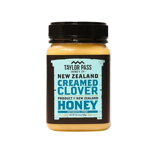 Taylor Pass Honey Co Miel de trébol cremosa | Miel cruda de Nueva Zelanda | Naturalmente dulce y aterciopelada | Sin OMG, Halal, certificado B Corp