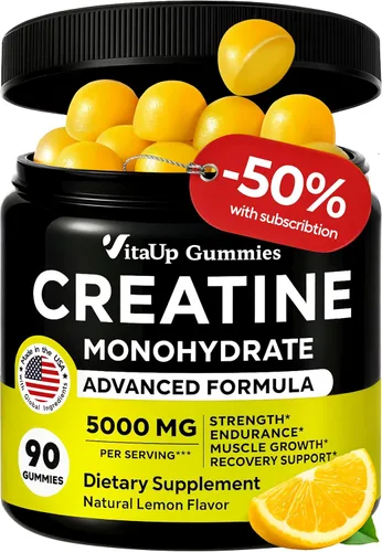 VitaUp - Gomitas de monohidrato de creatina para hombres y mujeres – Creatina monohidrato fabricada en Estados Unidos para hombres 5000 mg por