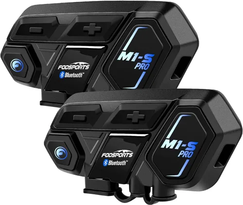 Fodsports M1S Pro - Intercomunicador Bluetooth para motocicleta, Pro 2000m 8, sistema de comunicación por audífonos para un grupo de motociclistas,