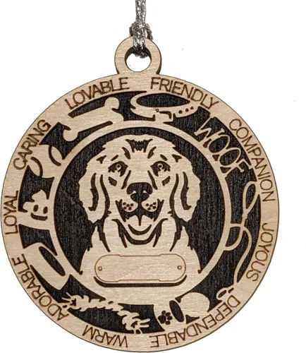 Miniatura 93 de Adorno de Navidad personalizado de madera para perro de 3 pulgadas, nombre y texto personalizables, hecho a mano en Estados Unidos, diseño de corte