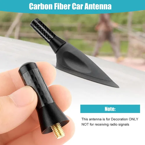 Miniatura 2 de Antena de radio para automóvil, 1.38 pulgadas, tornillo de fibra de carbono, antena corta para vehículo, camión, radio de aluminio, para decoración