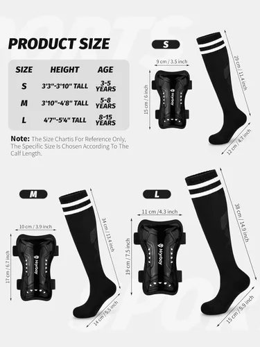 Miniatura 2 de Hryrbay Kids Soccer Shin Guards and Socks Toddler Soccer Shin Pads Protective Defender Gear for Boys Girls Ages 3-15 Great for Training, Matches