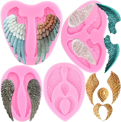 Miniatura 10 de ZiXiang Molde de silicona para bebé, alas de ángel, moldes para fondant, moldes de silicona de querubín de ángel para baby shower, decoración