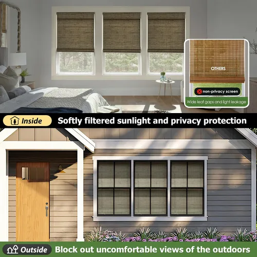 Miniatura 2 de LazBlinds Persianas romanas de bambú sin cordones, persianas de privacidad para ventanas interiores, oscurecimiento de la habitación, persianas