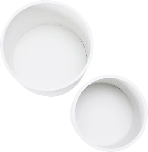 Miniatura 5 de Main + Mesa Maceteros de metal en relieve bohemios modernos con soportes, blanco y negro, juego de 2 tamaños Blanco/Negro