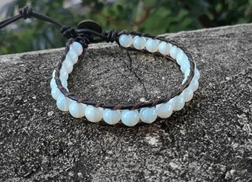 Miniatura 3 de Opal leather bracelets,gemstone bracelets,men bracelets,women bracelets,beaded bracelets