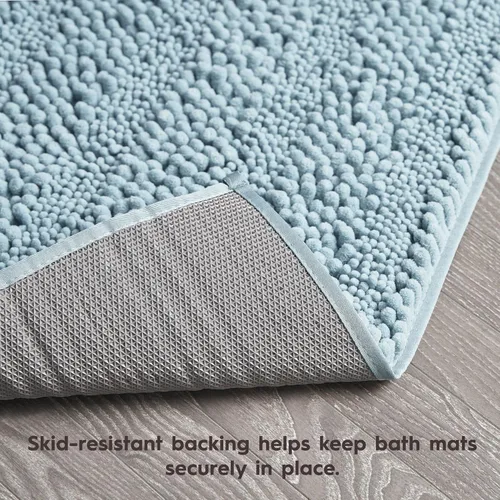 Miniatura 7 de Laura Ashley Tapete de baño de chenilla Astor 100% poliéster Decoración de baño premium Lavable a máquina Respaldo TPR Mide 17 x 24 Aqua