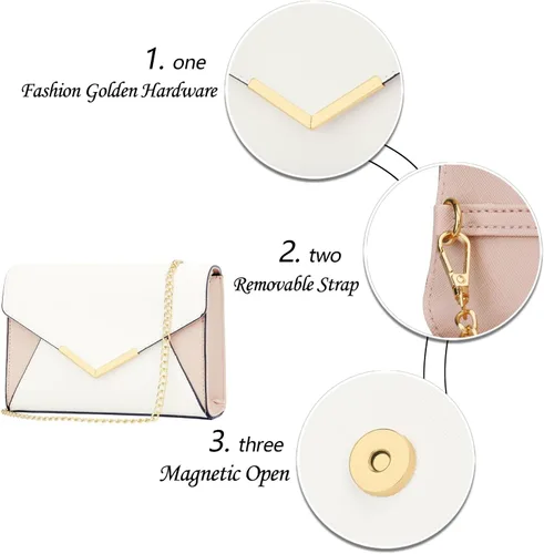 Miniatura 3 de KKXIU Elegante bolso de mano de piel sintética para mujer, bolso de mano plegable para fiesta, boda, baile de graduación