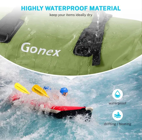 Miniatura 2 de Gonex Bolsa de lona impermeable extra grande de 40 L, 60 L, 80 L, bolsa de lona seca de viaje, bolsa resistente con correas y asas duraderas