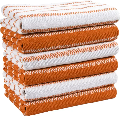 Miniatura 81 de LANE LINEN Juego de 6 paños de cocina de algodón para secar platos, 18 x 28 pulgadas, absorbentes, de secado rápido, color beige 07: Amarillo