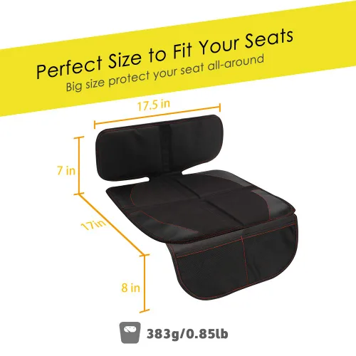 Miniatura 7 de Protector de asiento de automóvil para asientos de automóvil de bebé, antideslizante, impermeable, con 2 bolsillos de malla, color negro