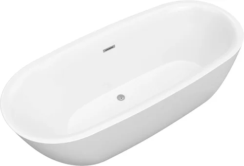 Miniatura 12 de ANZZI Bañera independiente de acrílico de 59 pulgadas de fondo plano Bañera de remojo White Mone Series Diseño compacto construido en desbordamiento
