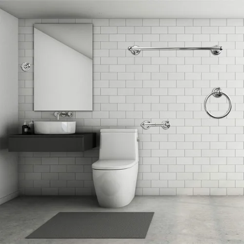 Miniatura 4 de SENTO ROBIKI - Juego de accesorios de baño modernos plateados, incluye gancho para bata, soporte para papel higiénico, toallero, barra de toalla