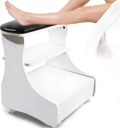 Kalolary Reposapiés de pedicura, manicura con ruedas de piel sintética, reposapiés de belleza para el hogar, reposapiés, pedicura, reposapiés para