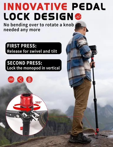 Miniatura 4 de IFOOTAGE Cobra 3 Strike A150S - Soporte monopie para cámara con pedal, monopie de elevación de un toque con liberación rápida para fotografiar