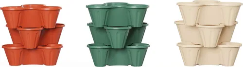 Miniatura 7 de Pure Garden - Juego de 3 macetas apilables de 3 niveles que ahorran espacio, macetas verticales para hierbas y verduras para interiores y exteriores