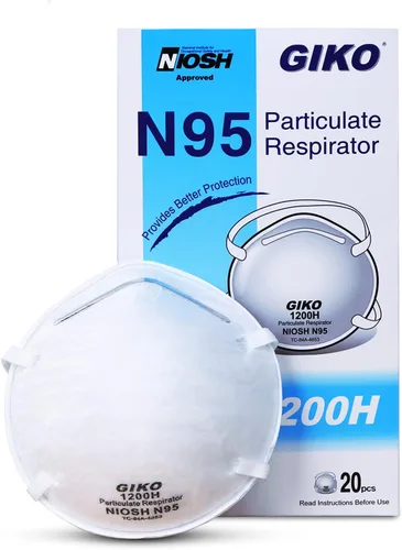 GIKO Máscara facial N95 – 20 máscaras de seguridad contra el polvo, máscara protectora N95, protección contra el polvo PM2.5, humo de fuego,