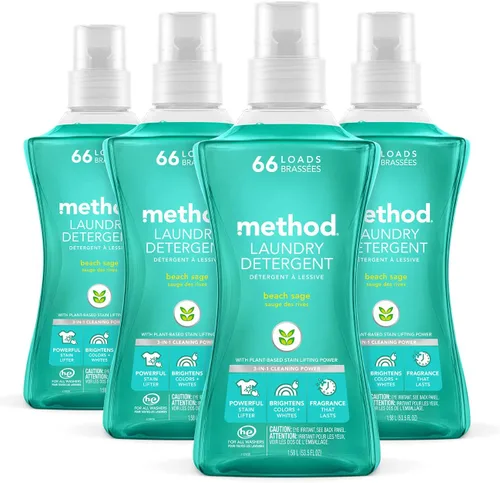 Miniatura 9 de Method Detergente líquido para lavandería; aroma a salvia de playa, removedor de manchas; 66 cargas por botella de 53.5 onzas; (paquete de 1)