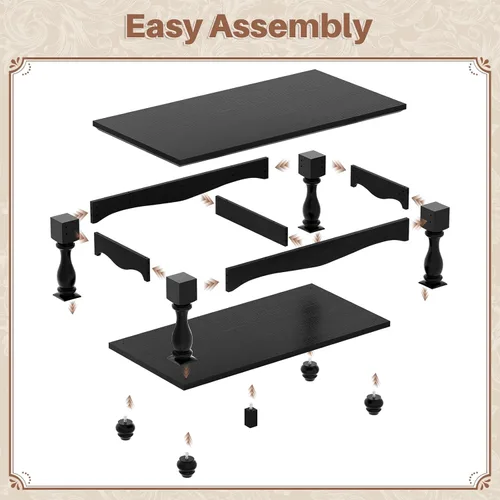Miniatura 8 de Besiost Mesa auxiliar de 47 pulgadas con almacenamiento, diseño de granja de 2 niveles, patas de madera maciza, mediados de siglo para sala de Negro