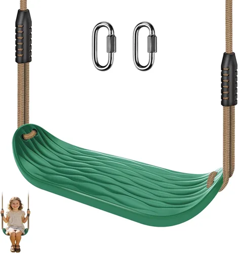 Miniatura 21 de SELEWARE Asiento de Columpio de Madera Colgante para Árbol para Niños, 100% Poliéster Cuerda Resistente a la Intemperie Estructura de Tubería